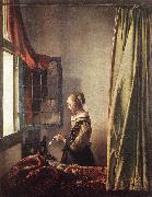 VERMEER VAN DELFT, Jan Girl Reading a Letter at an Open Window t oil